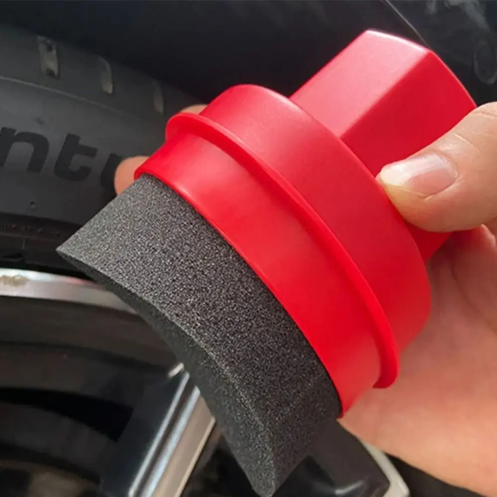 With Lid Car Tire Waxing Sponge Anti-slip Handle Easy Waxing Tire Dressing Applicator Curved Shaped Reusable Tire Cleaning Tools