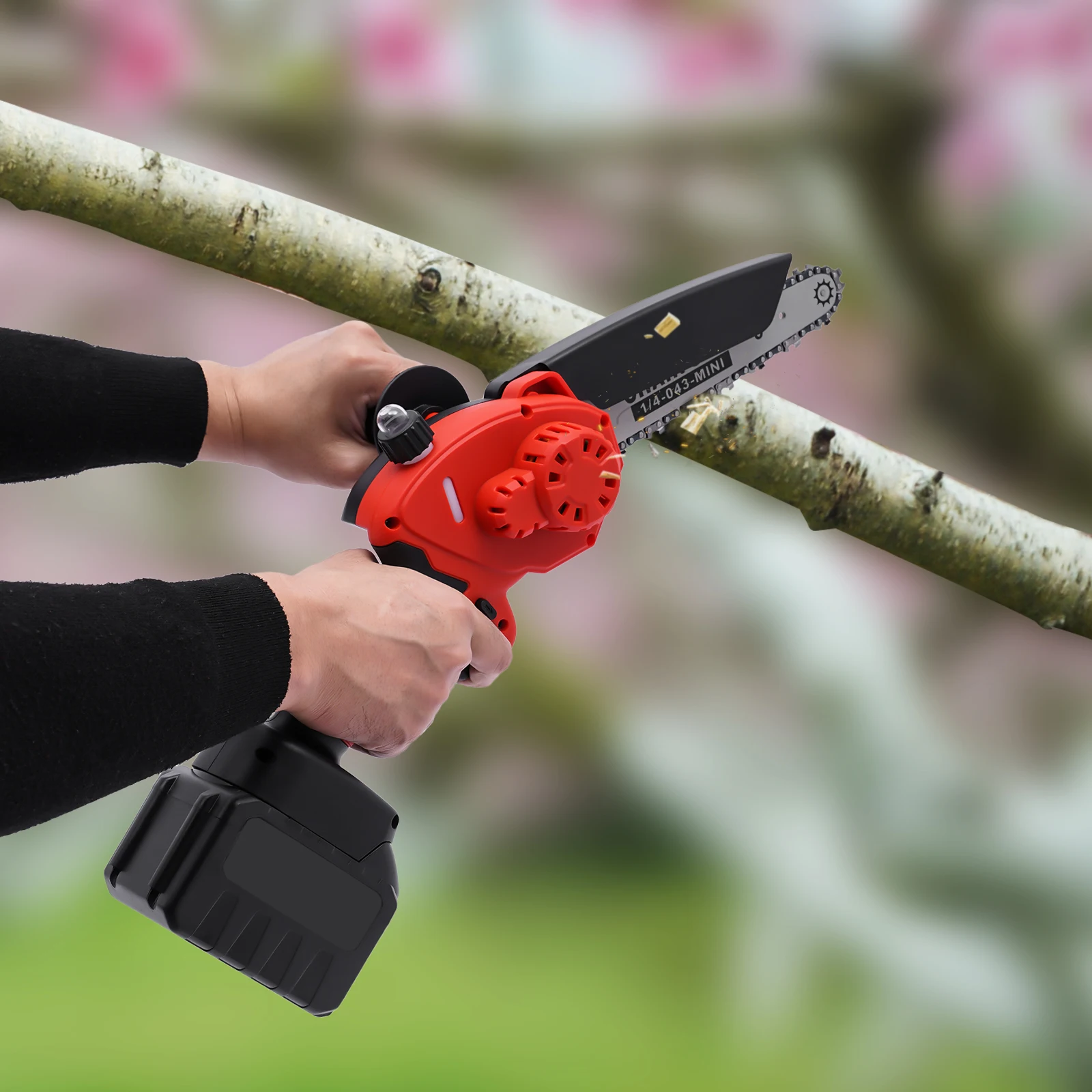 Brushless Mini Chainsaw 8 Inches Electric Cordless Chainsaw Power Tool for Wood Cutting Garden Pruning