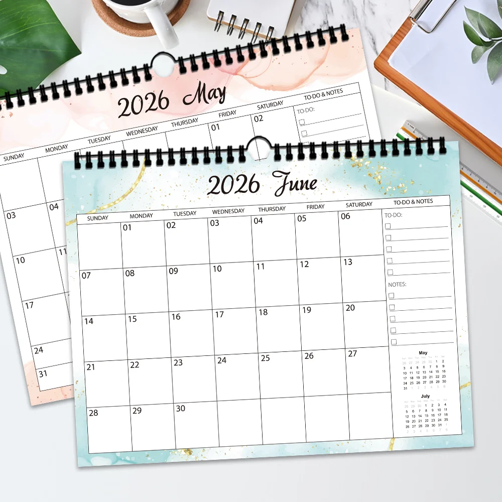 1 قطعة تقويم حائط 2026، تصميم بسيط بألوان مائية، مخطط شهري لمدة 12 شهرًا، هدية مثالية لأعياد الميلاد وعيد الميلاد ورأس السنة الجديدة
