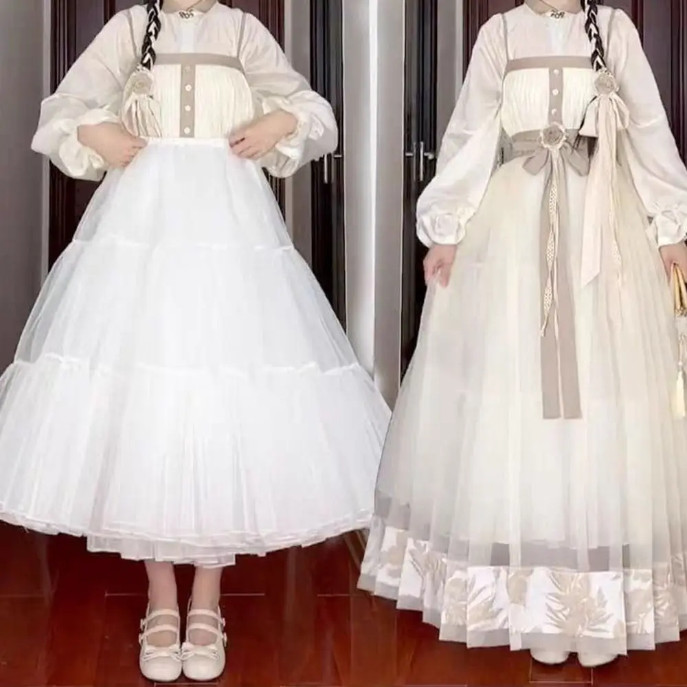 Fashion Lolita Petticoat White Without Hoop Ball Gown Petticoats Cosplay Breathable Wedding Petticoats Party Dress image 3