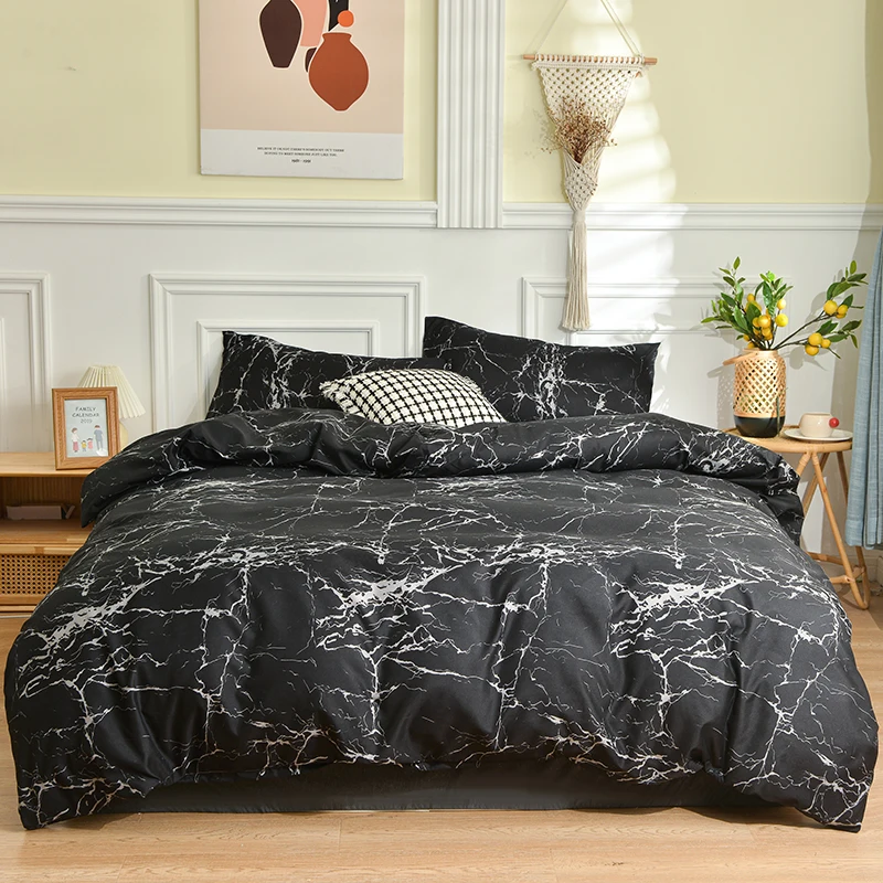 

Marble Pattern Duvet Cover with Pillowcases,Double King Bed Quilt Cover,Microfiber Soft Bedding Set 200x200cm