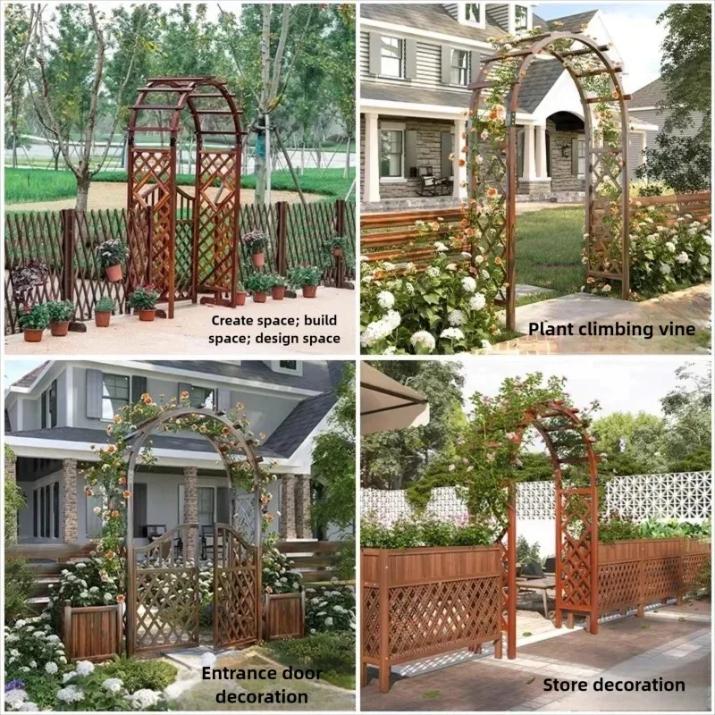 Outdoor Garden Arch Trellis - Solid Wood Climbing Plant Archway for Vine  Rose & Grape  Decorative Entrance for Yard & Patio