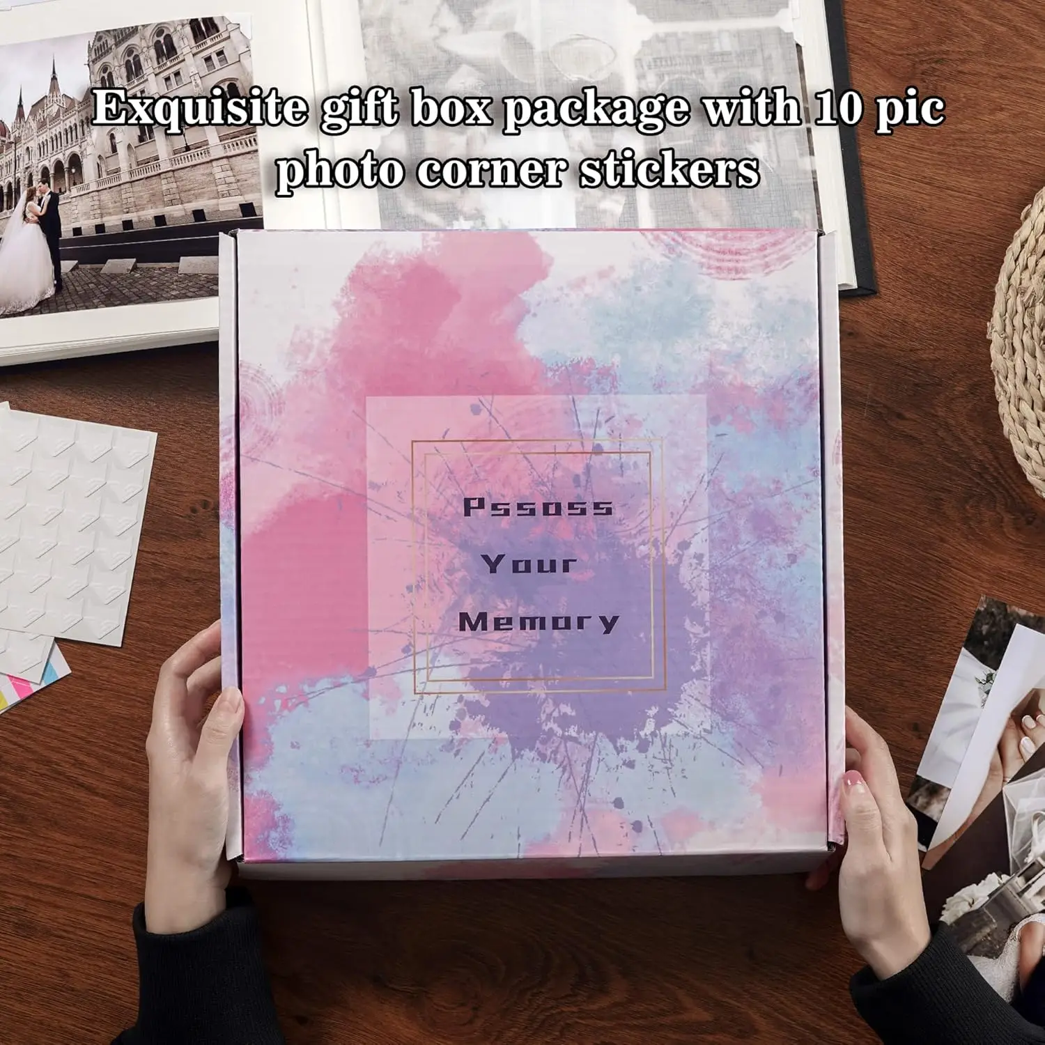 Large DIY Scrapbook Photo Album 100 pages with Writing Space for 3x5 4x6 5x7 6x8 8x10 Pictures for Baby Wedding Family C