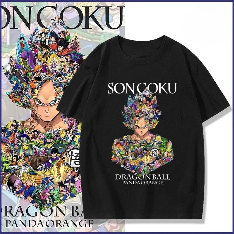 

Anime Short Sleeved T-shirt Peripheral Clothing Japanese Goku Manga Men's and Women's Summer T-shirt Short Sleeved Versatile