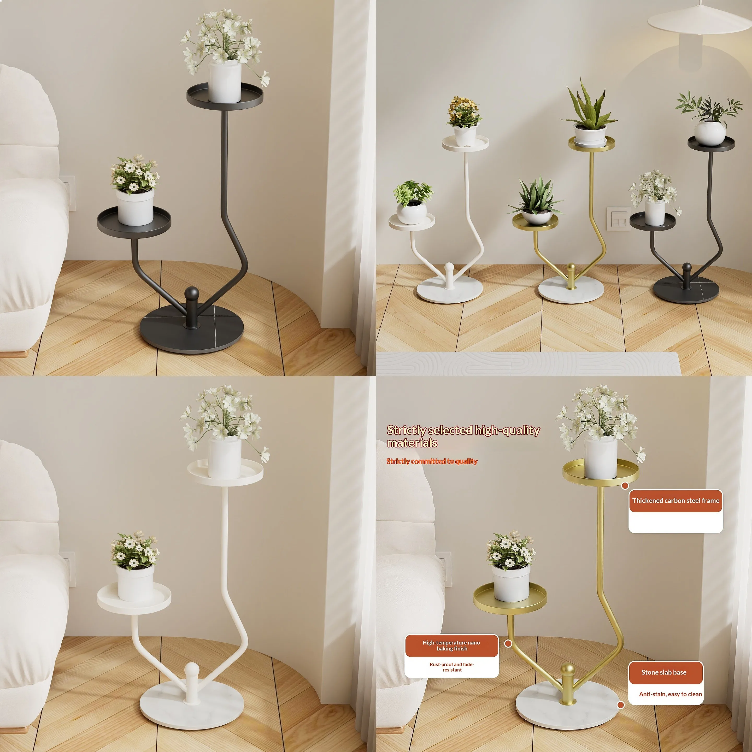Nordic Style Floor Plant Stand Living Room Balcony Iron Art Flower Rack Succulent Pot Holder Multi-layer Indoor Home