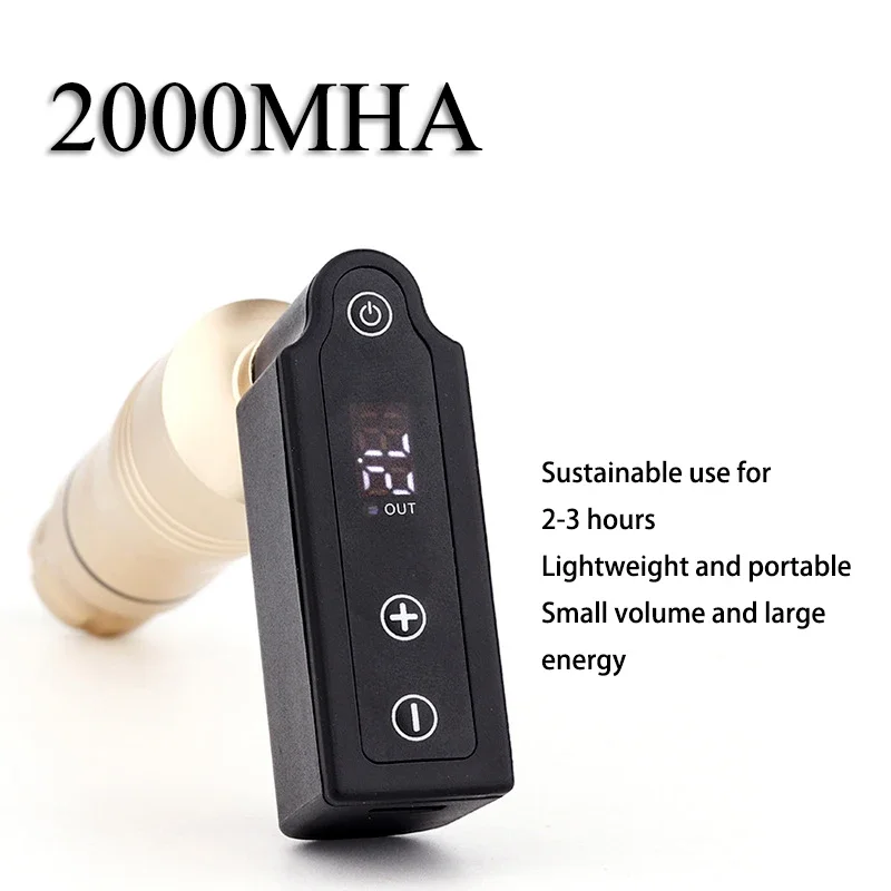 Mini Tattoo Power Supply with LED Display for Rotary Tattoo Machine Pen Portable DC/RCA 2000mha Battery Pack