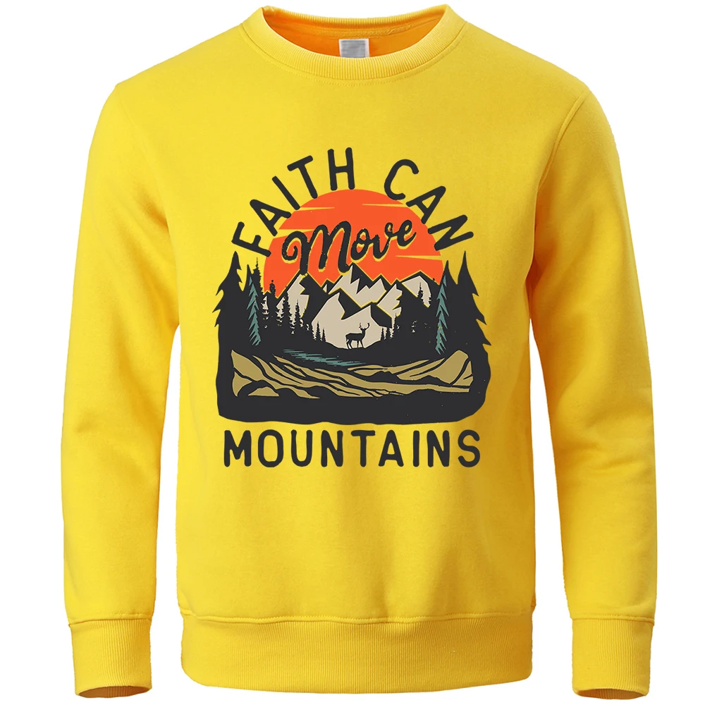 Faith Can Move Mountains Printed Sweatshirt Men Harajuku Casual Hoodie Fashion Soft Outdoors Hoodies Autumn Warm Male Clothes