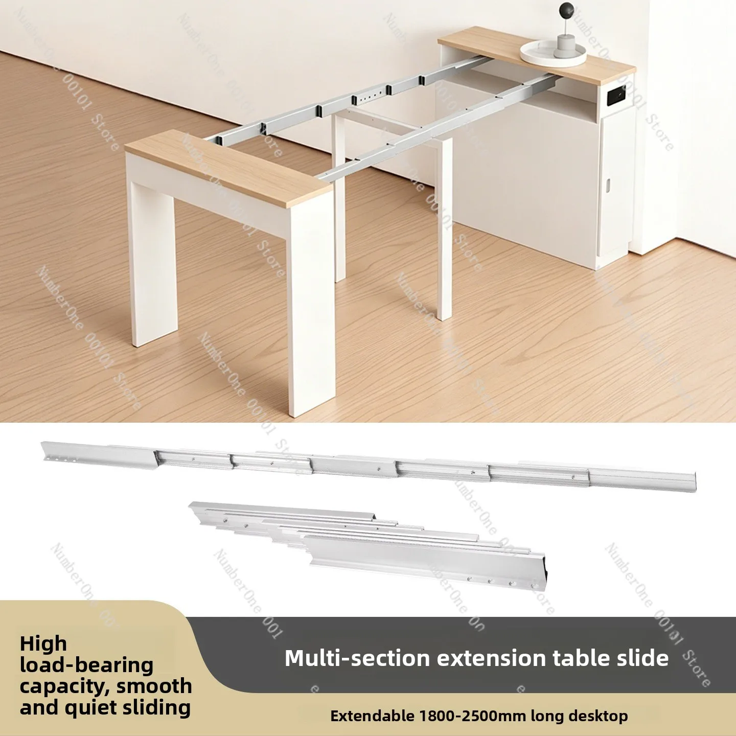 Invisible dining table telescopic guide rail aluminum alloy multi-functional folding extended push-pull guide rail dining table