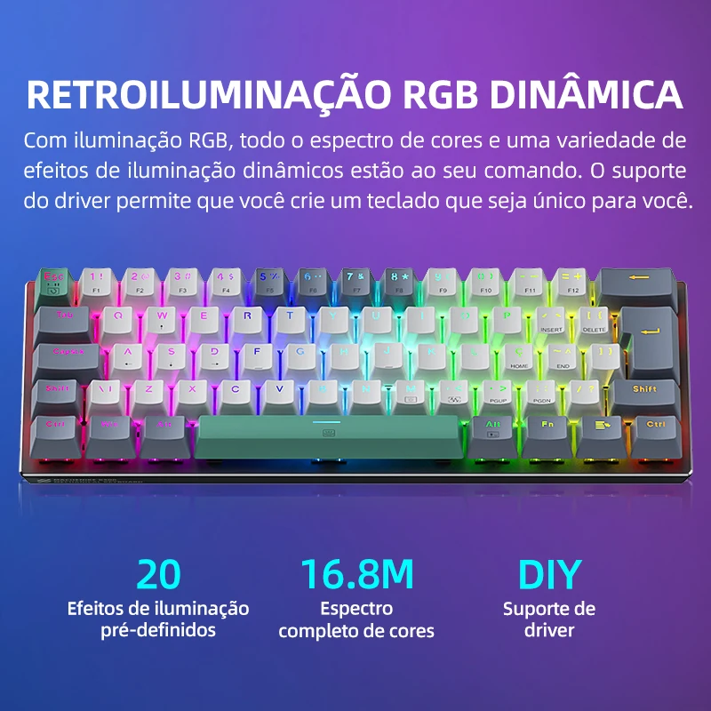Machenike K500-B61 мини механическая клавиатура 60% ABNT2 раскладка RGB подсветка популярная Проводная игровая клавиатура NKRO для ПК геймера