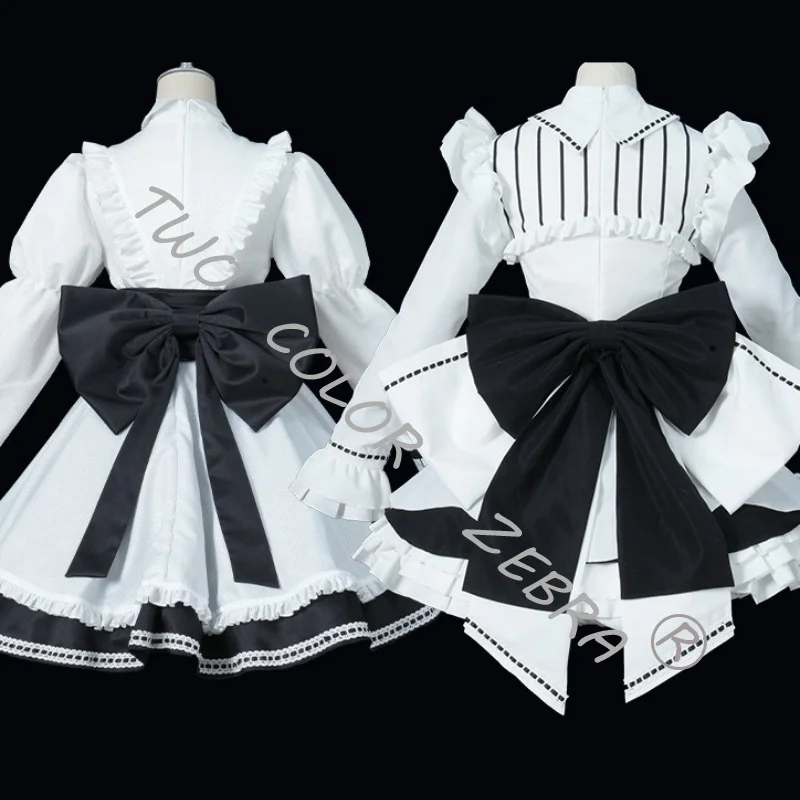 Shinonome Ena Kanade Yoisaki Cosplay Costume Wig White Black Maid Dress Bow and Accessories for Halloween Stage Perfromance - view 6