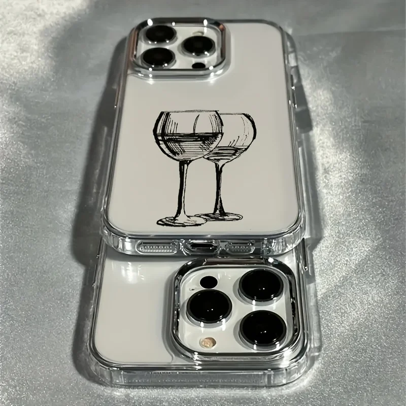 

Line wine glass for iPhone 17/16/12/11/16 Pro Max/15Pro/14 pro phone case, shock absorption, anti-slip, new fashion trend design
