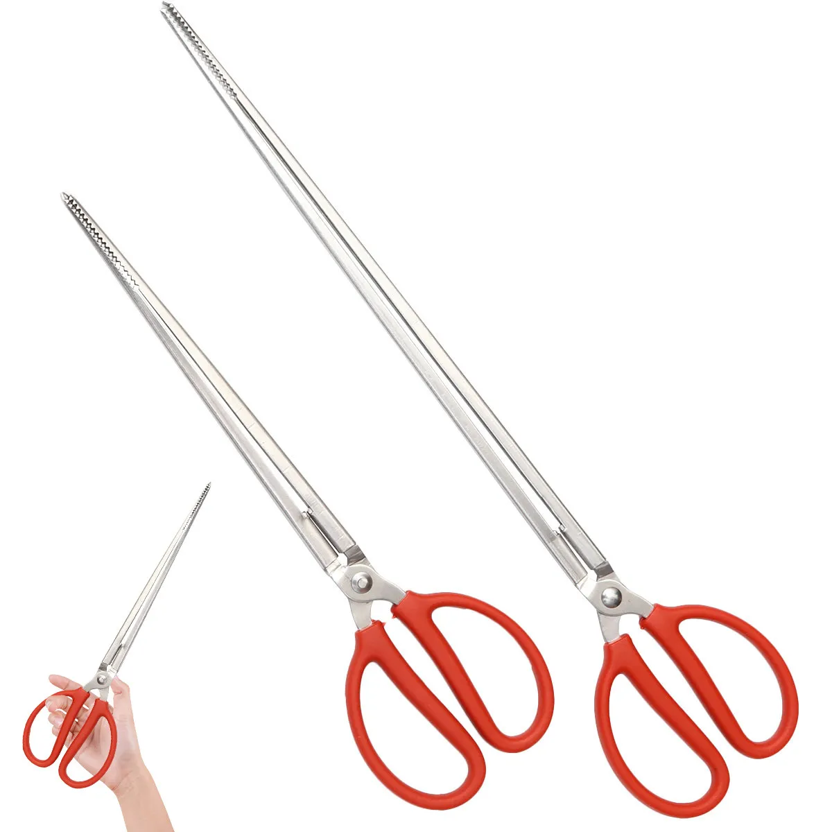 2Pcs Professional Crab Tongs Eel Mud Fish Clamp Stainless Steel Garbage Tongs for Outdoor Cleanup Roadside Lawn Picnic Barbecue