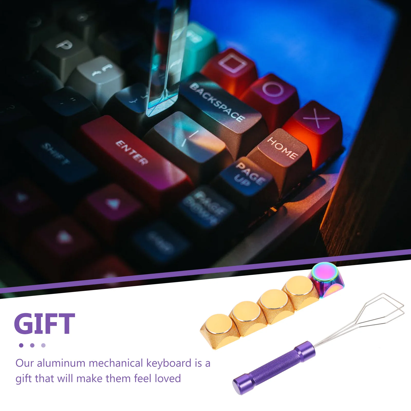 

Colorful Metal Keycaps Replacement Durable Gradient Golden Mechanical Keyboard Universal Set Gaming Accessories Keyboard