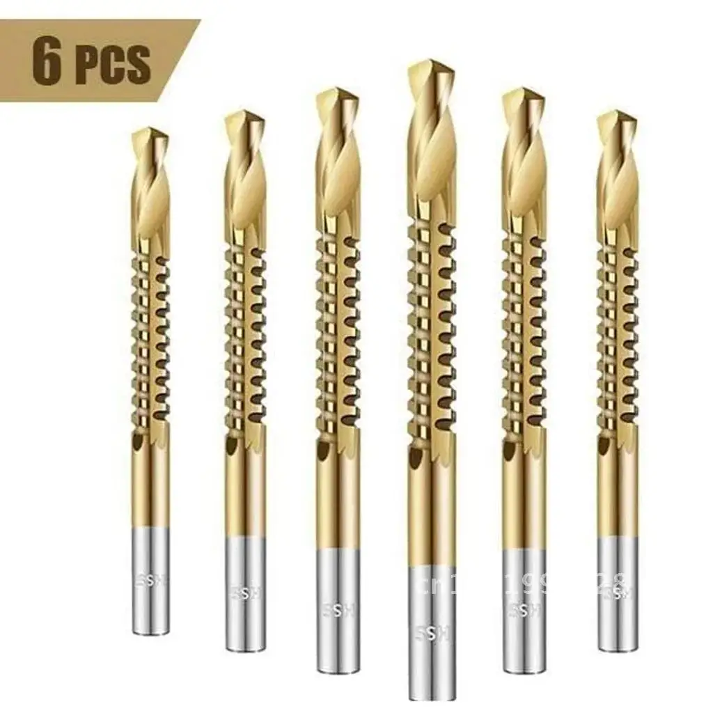 

6pcs/set Composite Tap Drill Bit Set Spiral Screw Metric Cobalt Drill Bit Tap Multi-function Metal Specia