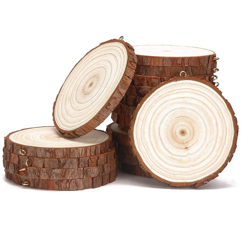 Natural Wood Slices 25 Pcs 2.75-3.0 Inch Unfinished Wood Crafts Christmas Ornament Wooden Circles For Craft And Arts