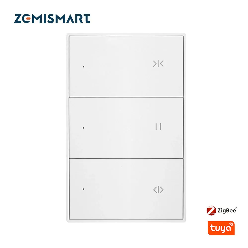 Zemismart Zigbee Tuya Smart Curtain Switch for Electric Roller Shade US Shutter Switch with Percentage Control Alexa Google Home