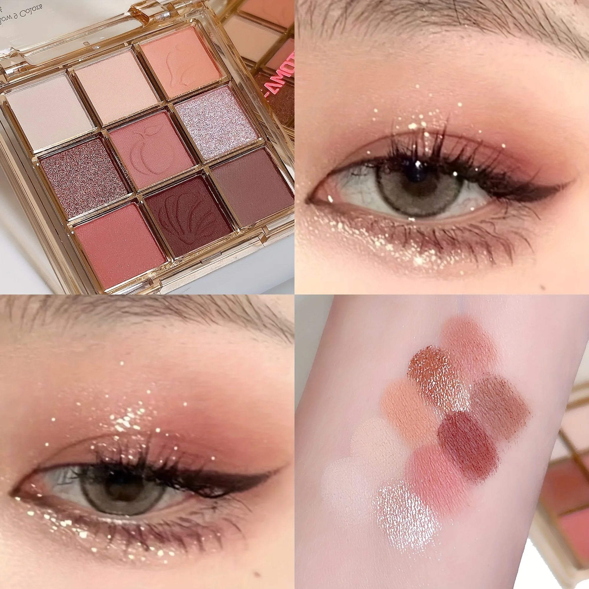 Palette di ombretti a 9 colori in tè al latte, tonalità terrestri, tonalità opache e luccicanti, look morbido e fumé, polvere senza volare, perfetta da indossare ogni giorno