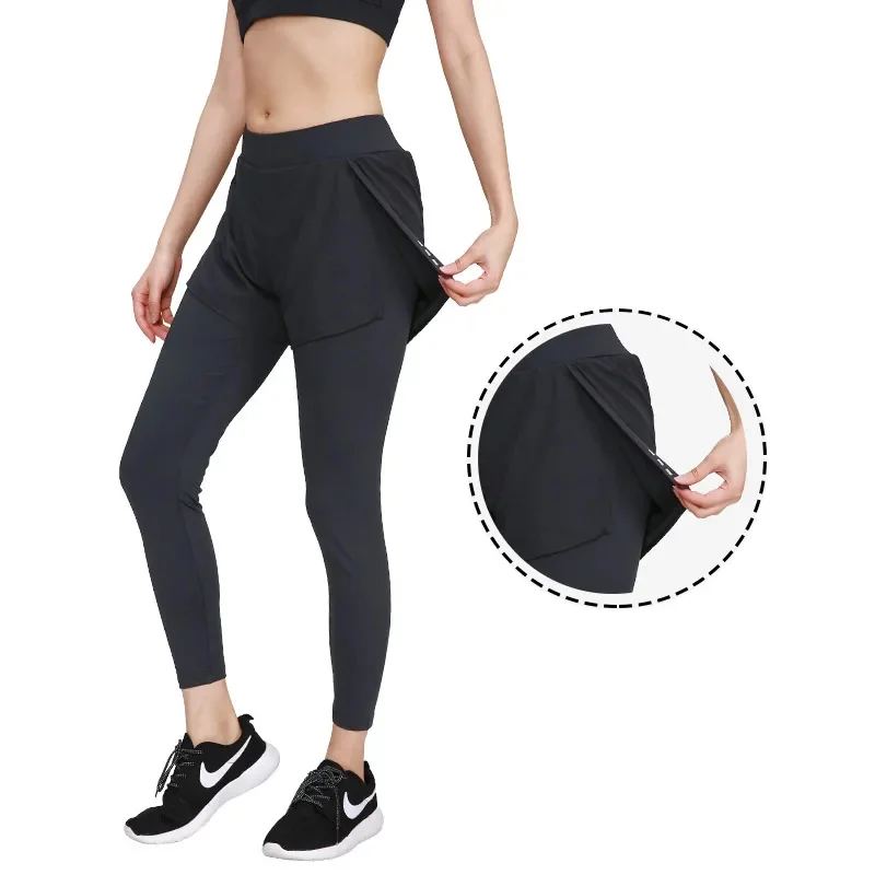 

2 in 1 Yoga Pants Elastic Running Pant Fitness Slim Sport Gym Leggings for Women Trousers Compressed 2024 New