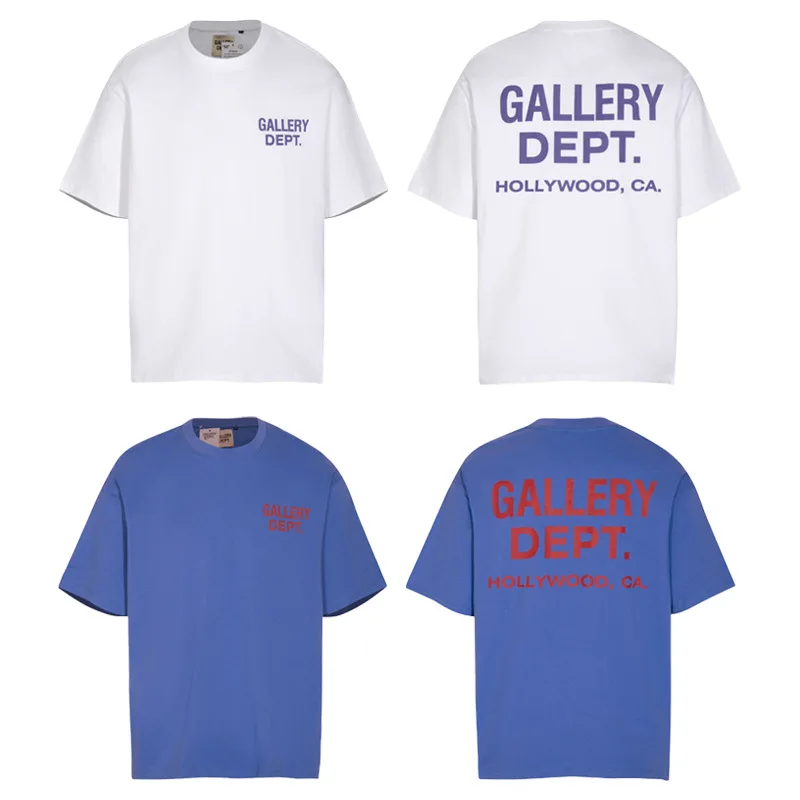 New GALLERY Art Series Music Festival Limited Edition T-Shirt Short Sleeve Printed French Slogan Reversed Letters Unisex