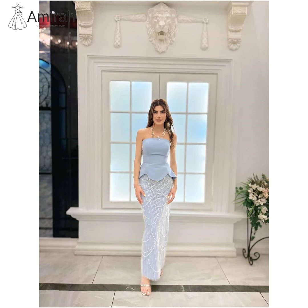 

Amirah Вечерние платья Свадебное платье на заказ с рыбьим хвостом Роскошное женское элегантное вечернее платье с открытыми плечами Синий шифон