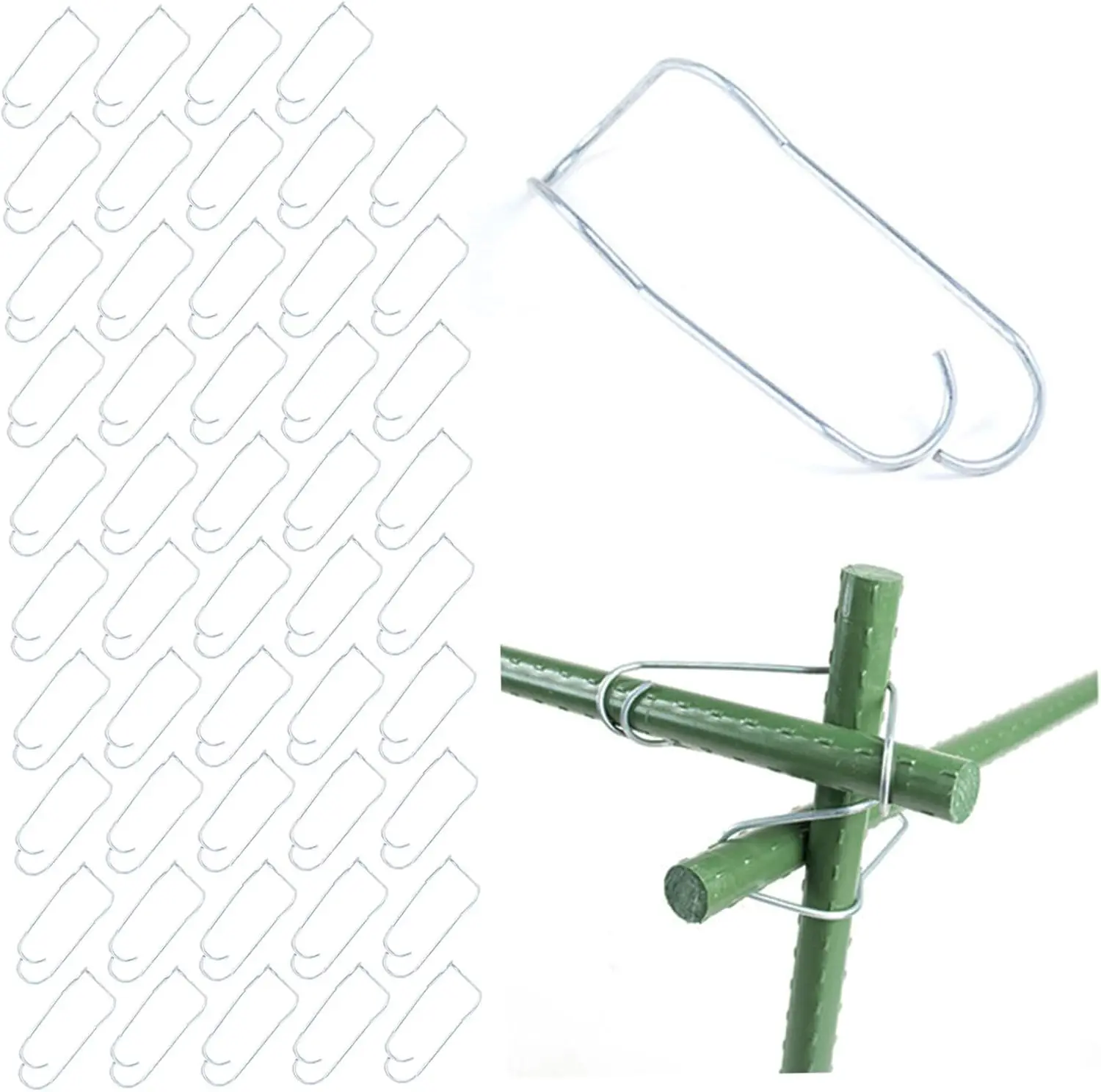 50 PCS Connecting Buckles for Bamboo Canes Steel Connecting Buckles, Wear-Resistant Trellis Clips Reusable Garden Clips for Plan