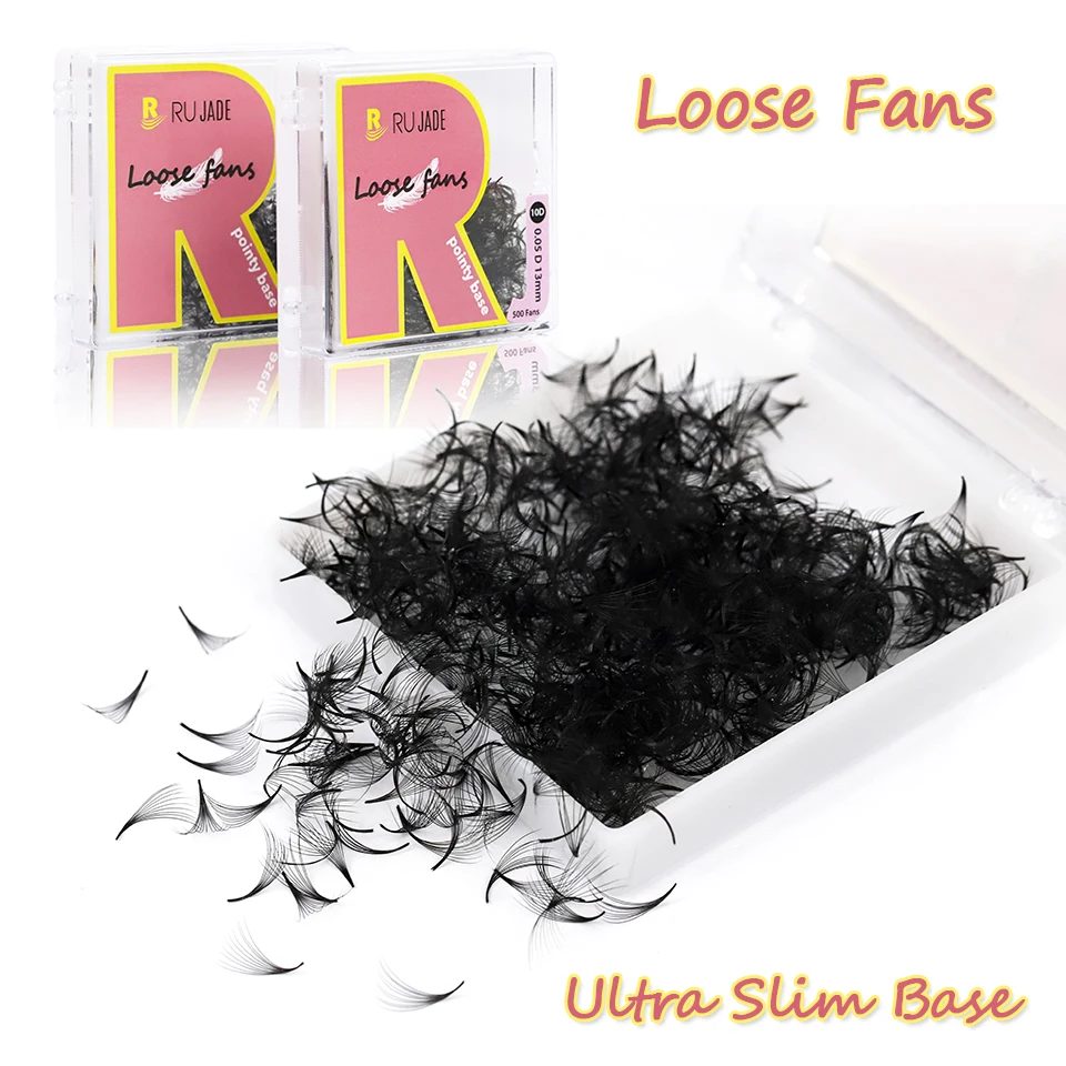 100/300/500 Loose Fans Sharp Slim Base Premade Fans Medium Narrow Stem Thin Pointy Base Promade Volume Fans Eyelash Extensions