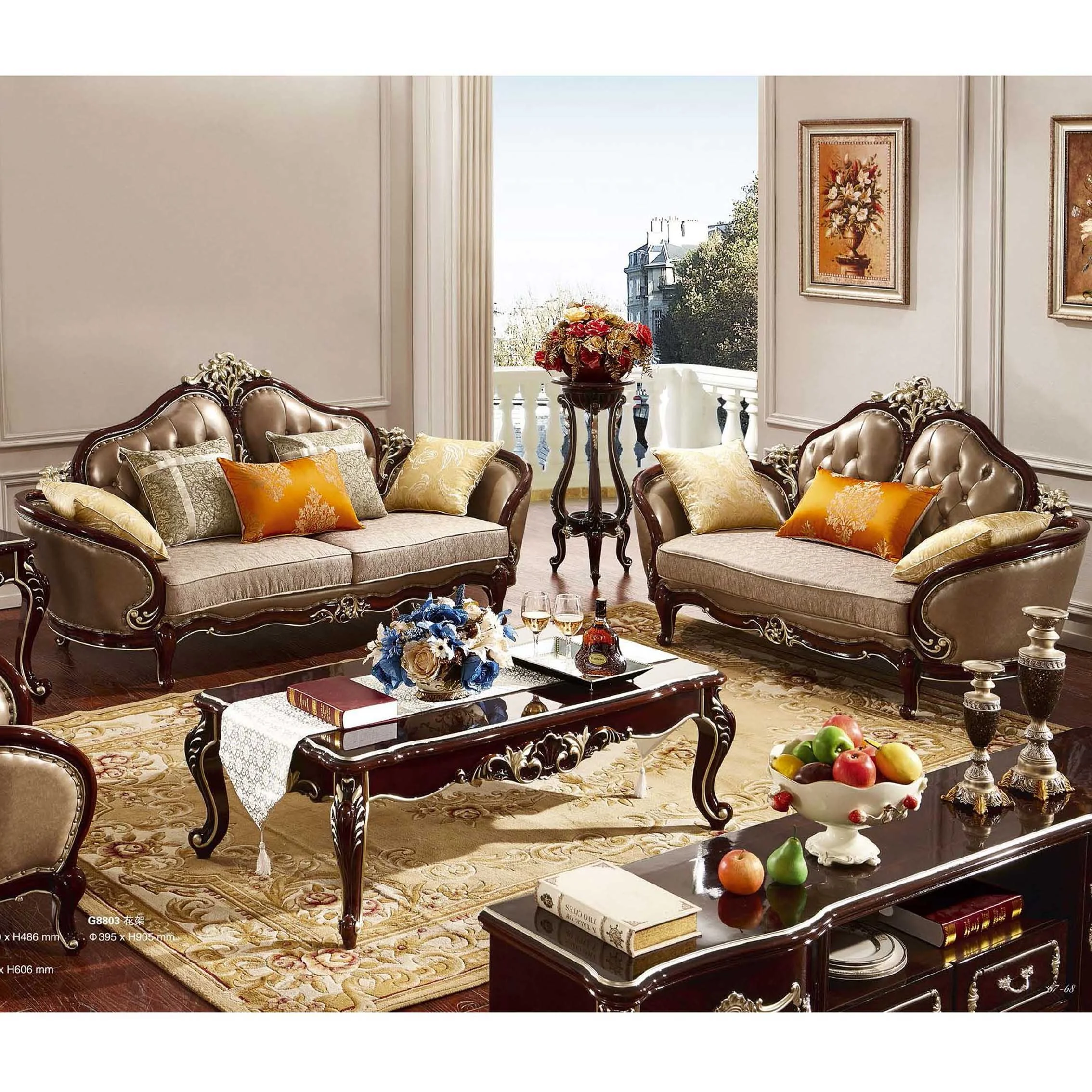 *# Italian Luxury Living Room Couch Furniture European Carved Leather Fabric Upholstered 1 2 3 Seats Sectional Recliner Sofa