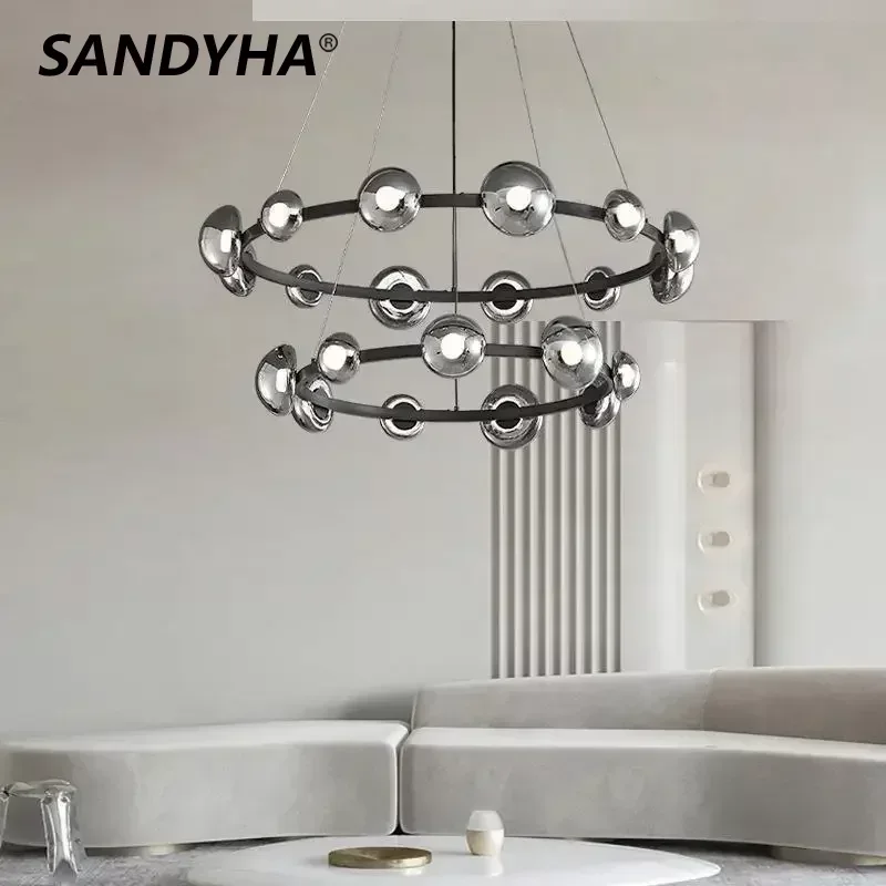 

Nordic Home Decoration Hanging Chandelier Led Lights Mushroom Shaped Glass Lampshade Living Room Dining Bedroom Lustre De Salon