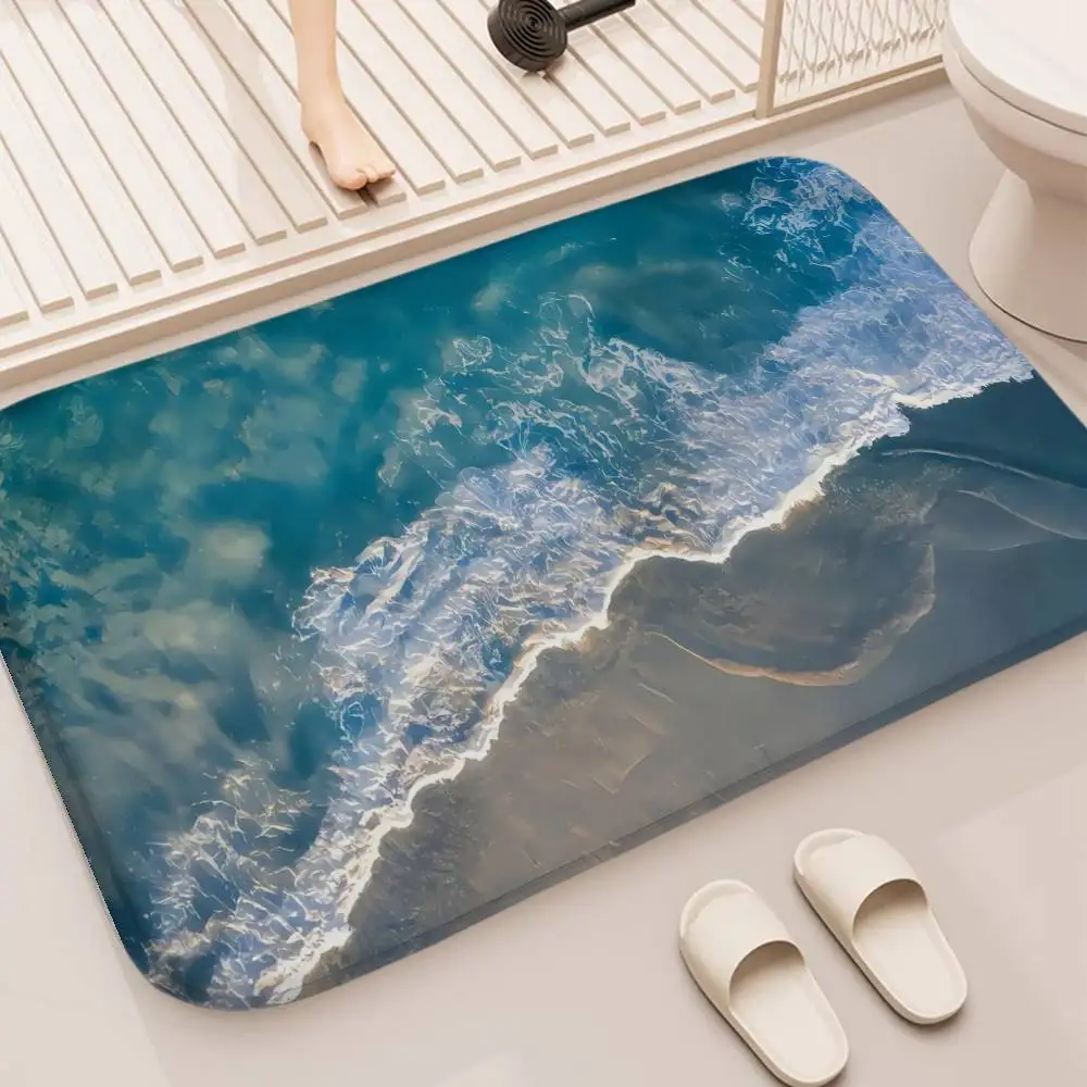 

Floor Mat Printed Large Carpets Room And Bedroom Carpets Bathroom Anti Slip Beach Waves Door MATS Small Carpets