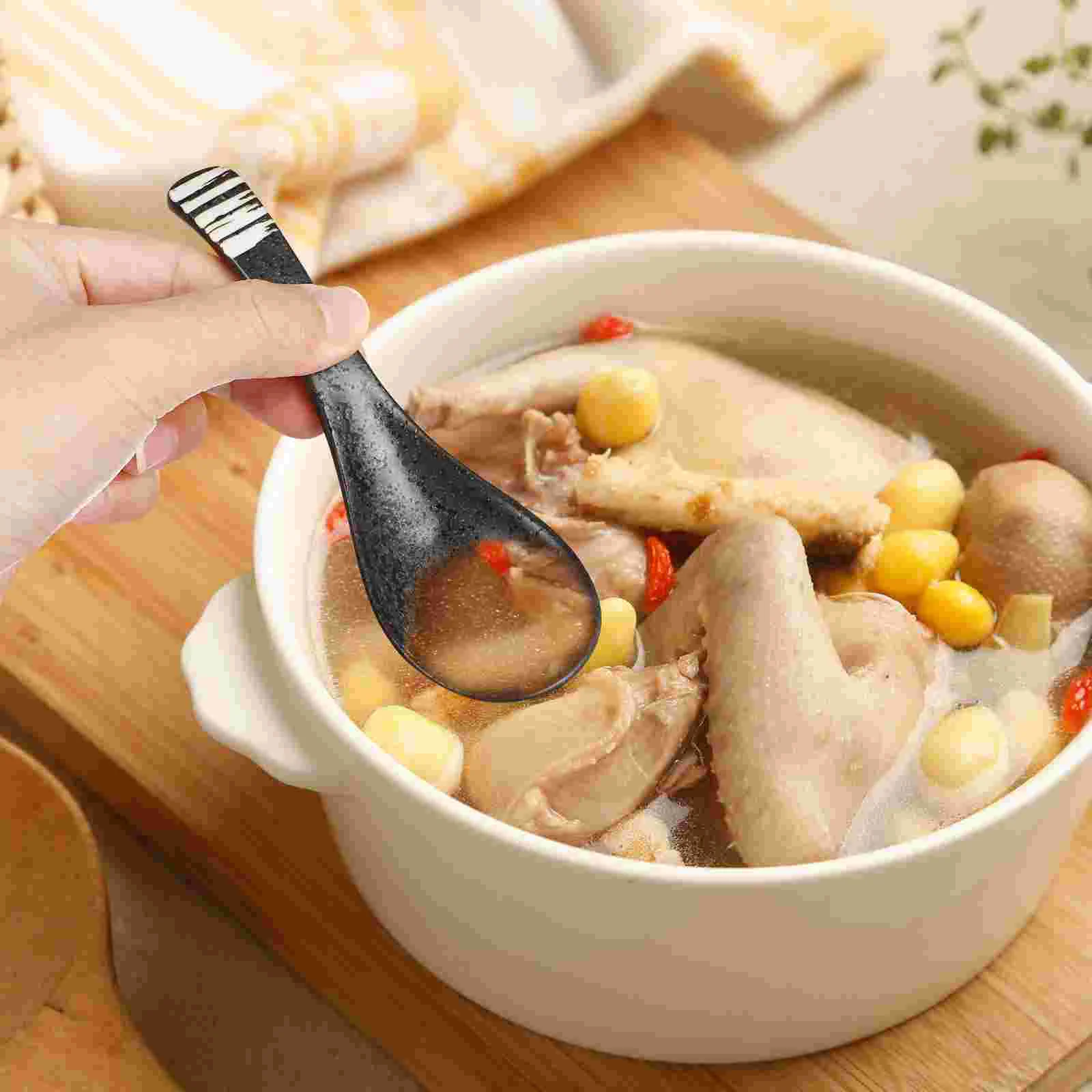 5 Pcs Japanese Tableware Restaurant Scoop Rice Soup Spoon Ceramic Porridge Multipurpose Spoons Kitchen Utensil Noodle