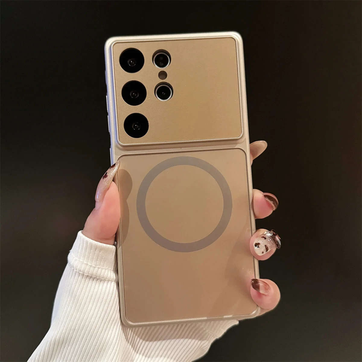 For Magsafe Magnetic Phone Case for Samsung Galaxy S26 Plus S25 S24 S23 Ultra Large Window Frosted Shockproof Protective Cover
