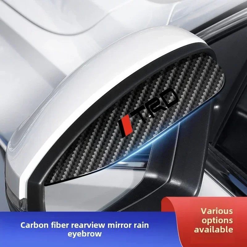 Car Anti-glare RearviewUniversal  Rain Eyebrow Carbon Fiber  For Toyota TRD Logo Corolla Chr Avensis Yaris