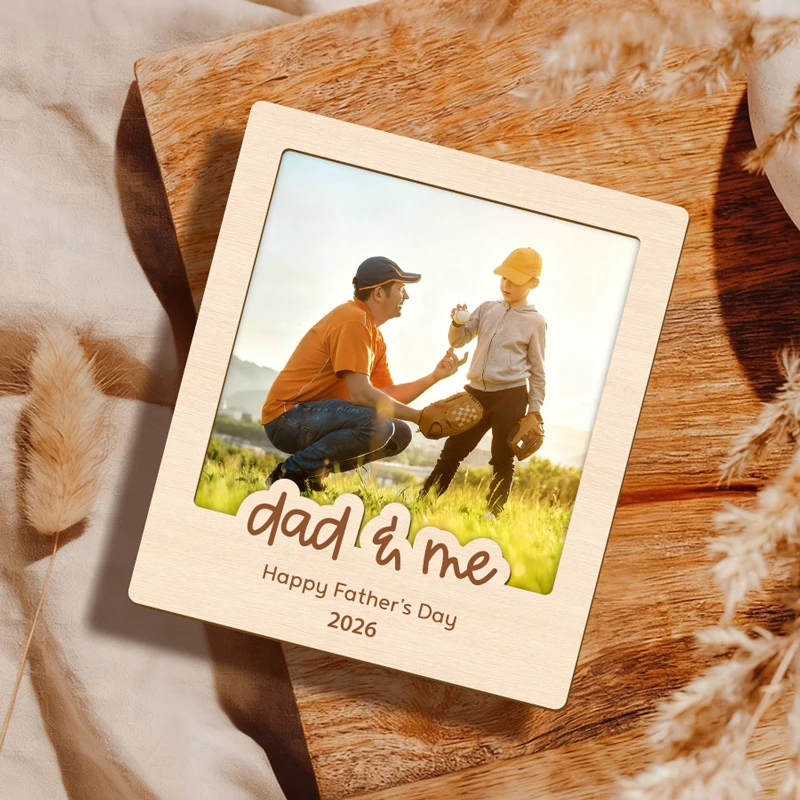 Father's Day Sign 2026 Father's Day Picture Frame Wooden Photo Frame Our First Fathers Day Gift Happy Father's Day Photo Prop