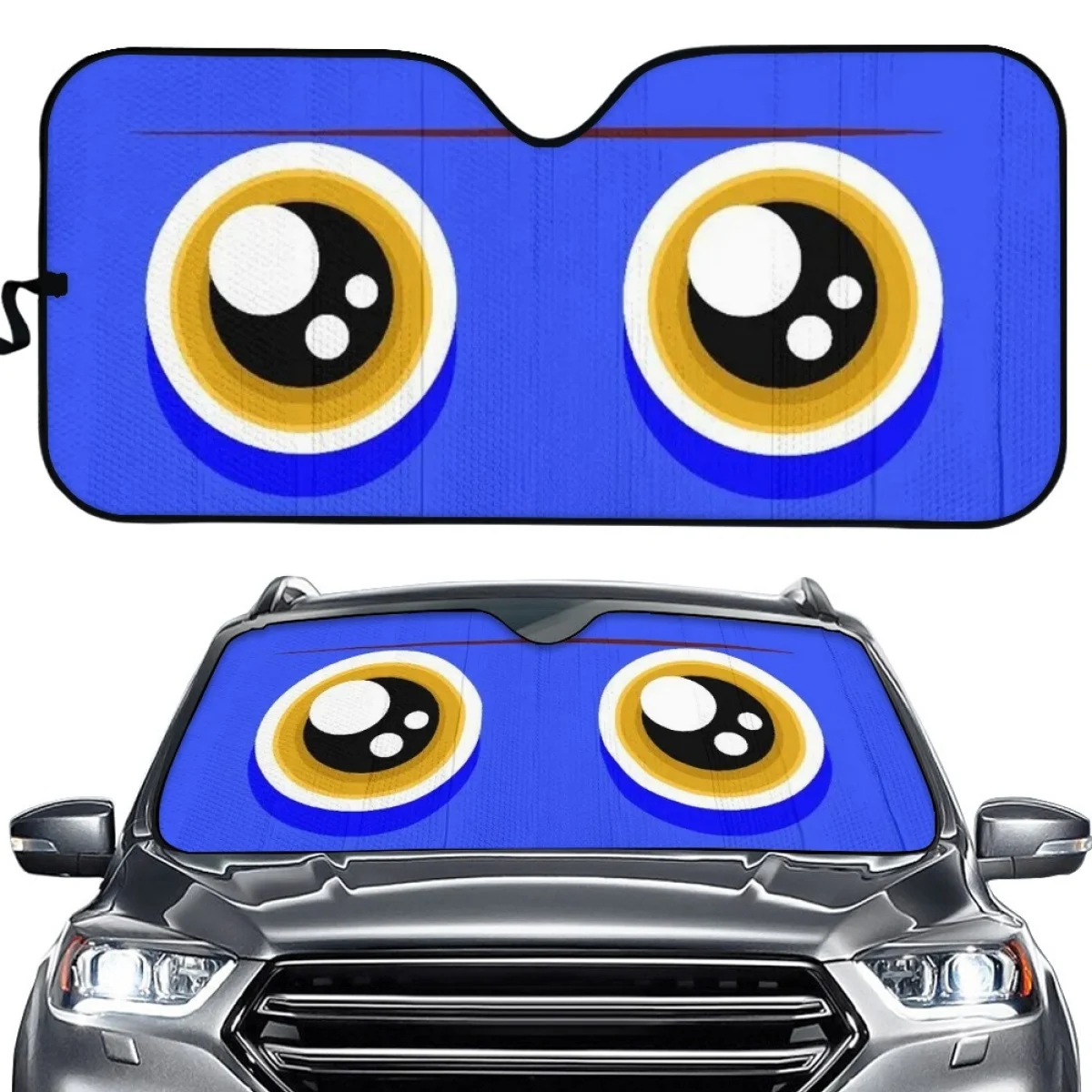 Azul Smart Big Eyes Print Window Cover para homens e mulheres, dobrável automático, adorável, resistente ao sol, acessórios de carro, design de marca, nova moda