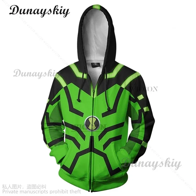 Anime Ben10 Tennyson Cosplay Hoodie Cartoon Pullover Hooded Sweatshirt Adult Men Fantasia Cos Jacket Sweatshirt Streetwear Coat