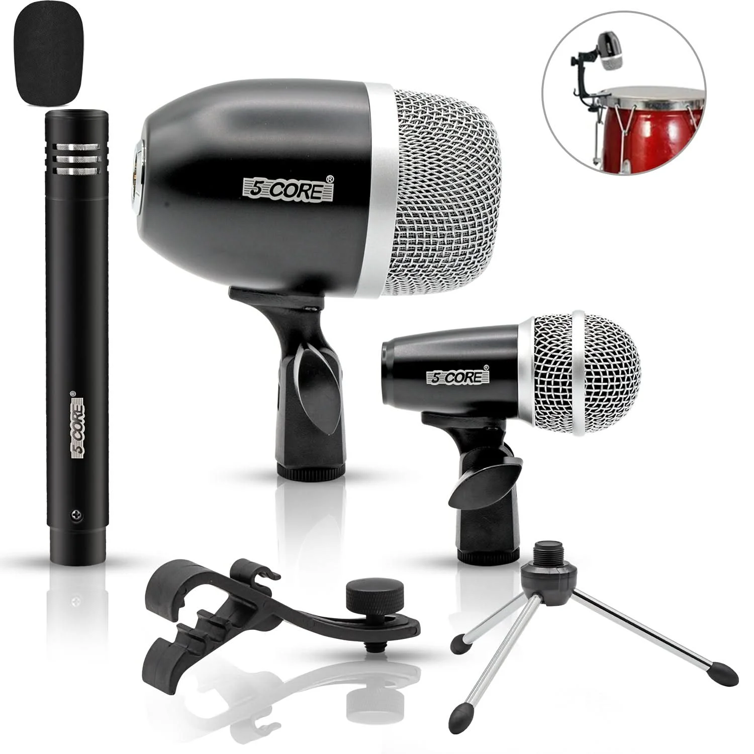 

Конденсаторный микрофон Conga Mic Snare Tom, 5 ядер, XLR, инструменты, Конго 3 BLK