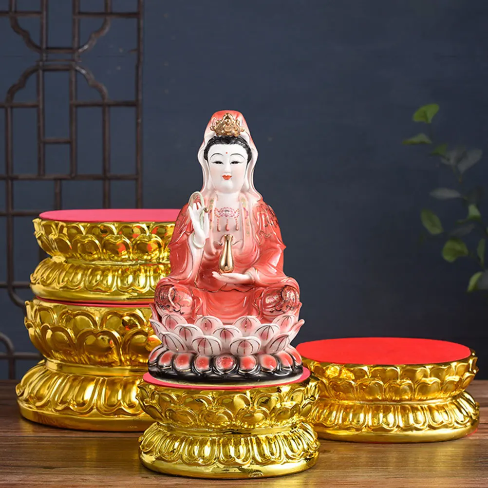 

Ceramic Buddhist Statue Base Round Design High Durability Sturdy for Home Temple Decoration Avalokitesvara Display Stand Worship