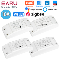 Tuya eWeLink WiFi ZigBee 10A DIY Mini WiFi Smart Light Switch Breaker Module Voice Wireless Remote Control for Alexa Google Home