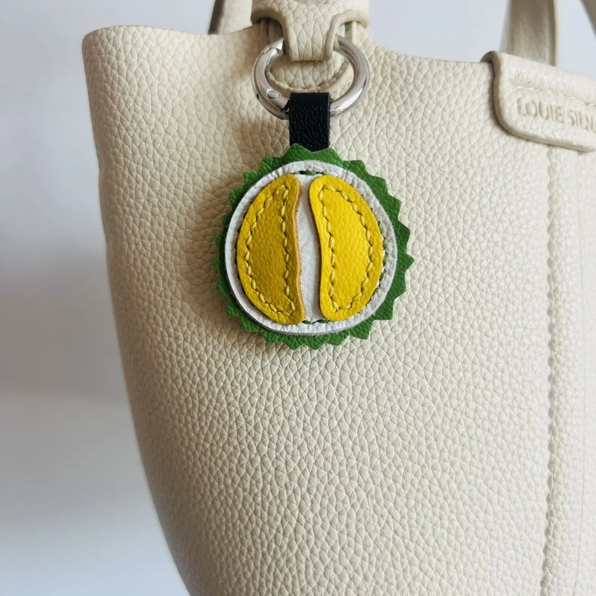 Handmade genuine leather durian pendant car keychain bag charm cute decorative retro gift
