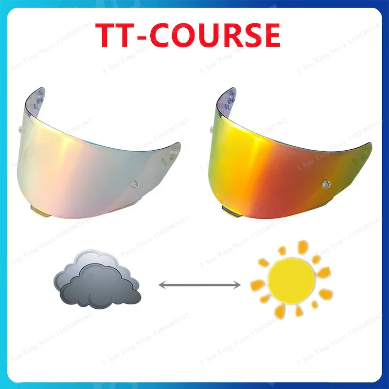 TT-C Motorcycle Helmet Visor For KYT TT-COURSE Photochromic Lenses Replacement Lens High Clarity Anti-UV Dustproof Windshield