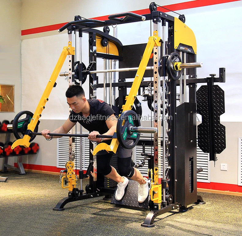 Entrenador multifuncional comercial para gimnasio, estante para sentadillas, jaula eléctrica, entrenador funcional, máquina Smith para entrenamiento integral