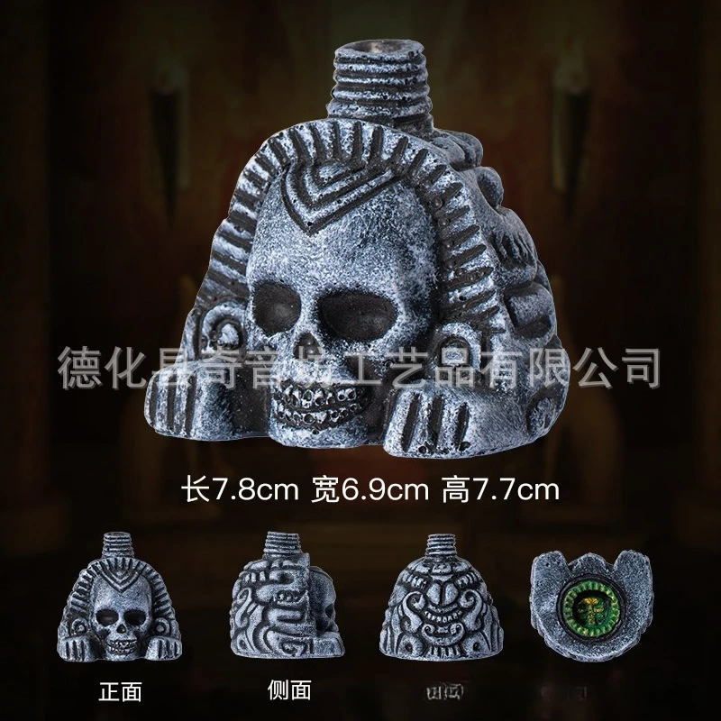 1 Stück Aztekische Todespfeife mit Totenkopf, Gruseliger Schrei-Geräuschmacher für Party-Streiche oder Halloween-Geschenk aus Kunstharz