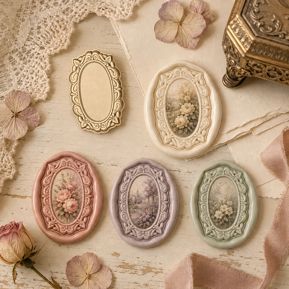 3D Wax Seal Stamp European Style/Photo Frame Pattern/Line Blank Copper Head Envelopes Wedding Invitations Scrapbooking Gift