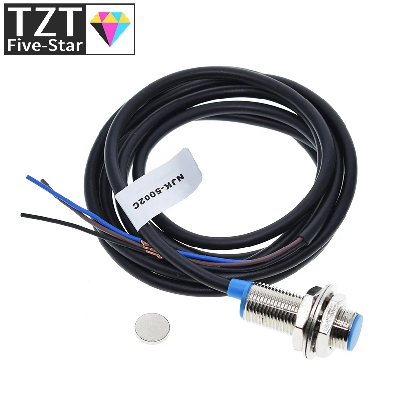 TZT NJK-5002C Hall Effect Sensor Proximity Switch NPN 3-Wires Normally Open + Magne for arduino