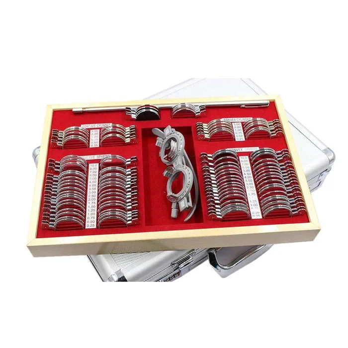 LJ-104 China optical Optometry box trial lens set with metal rim 104 pcs lens