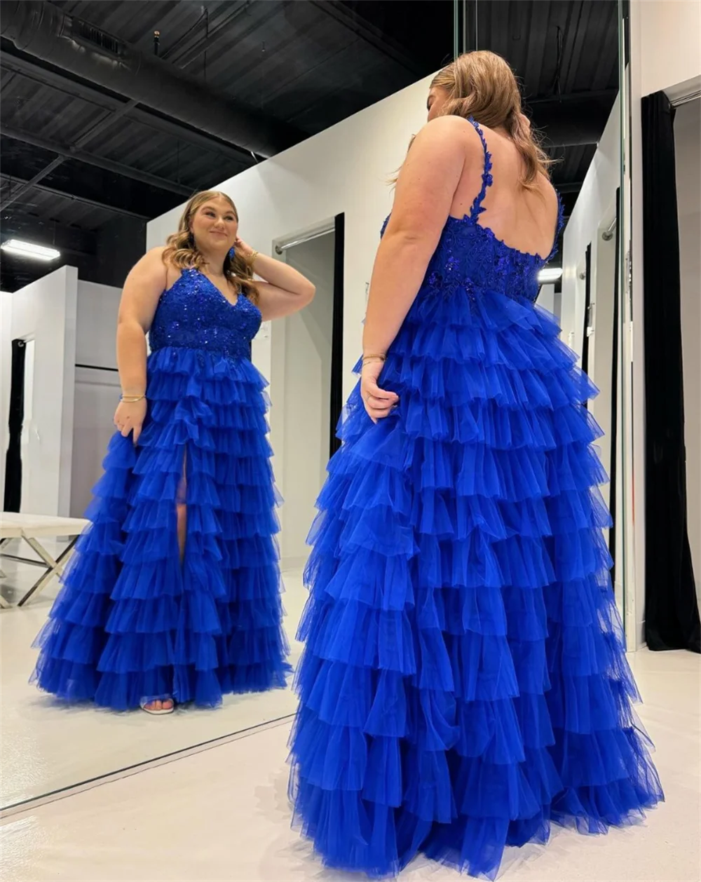 Jessica krรณlewska niebieskie sukienki koronka haftowana tiul warstwowa suknie balowe Plus rozmiar suknia weselna 2024Vestidos De Noche