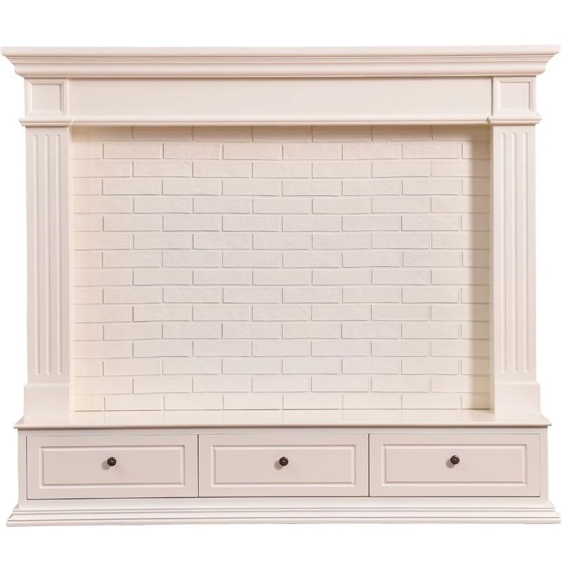 

TV background wall solid wood frame, ornament electric fireplace, heater, household simulated fire decorative cabinet