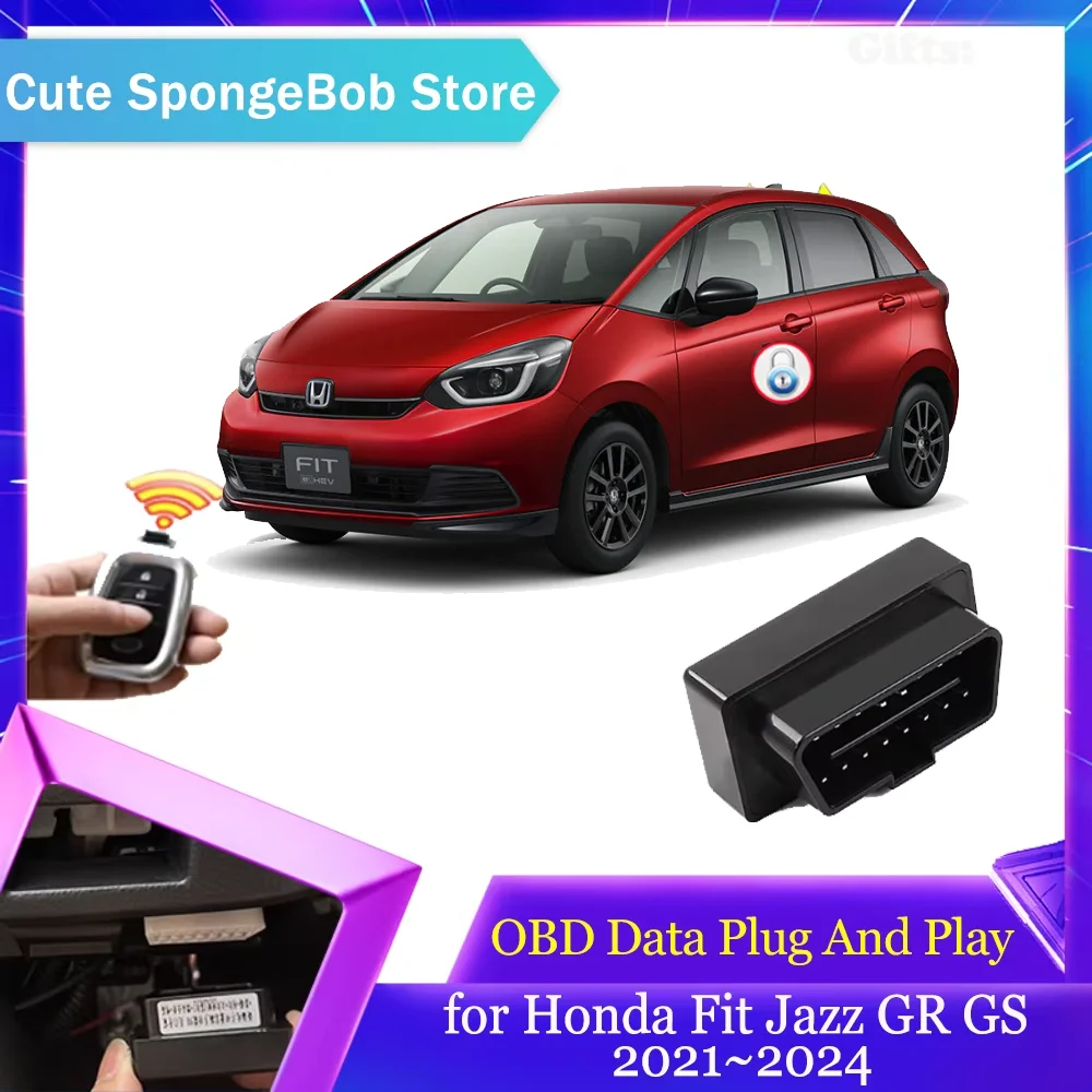 Módulo de datos OBD para coche Honda Fit Jazz GR GS 2021 ~ 2024 2022, luces intermitentes de bloqueo automático, desbloqueo de puerta, accesorios de pieza Plug And Play