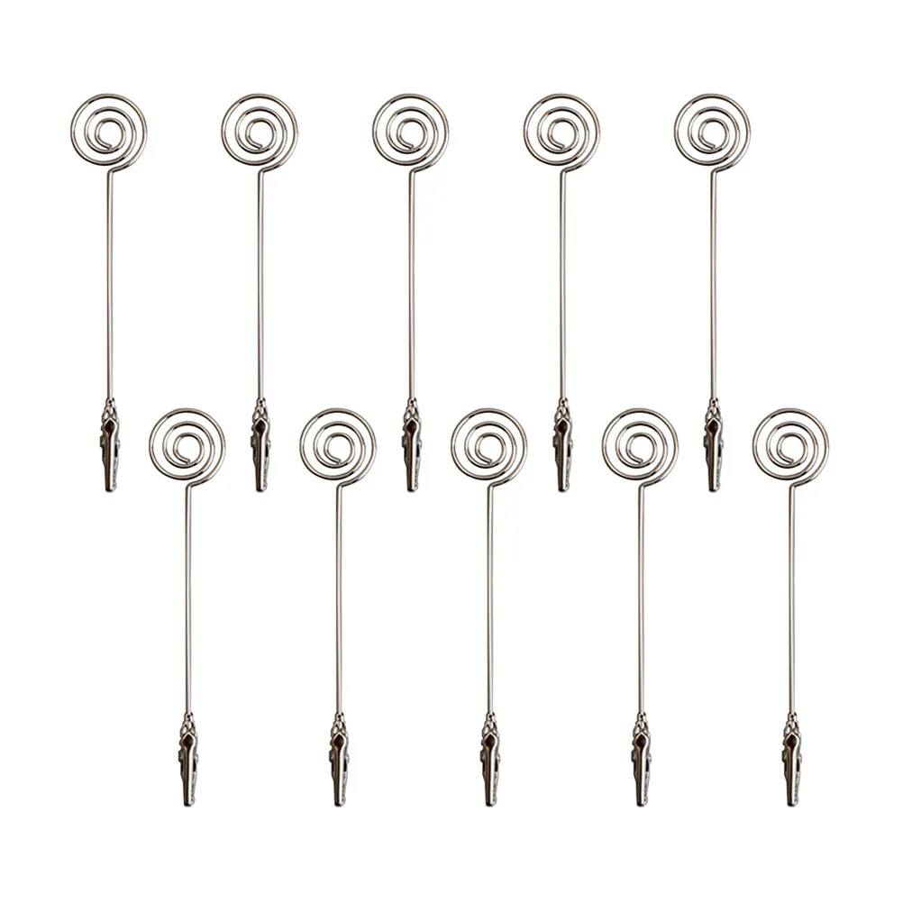 10Pcs Metal Wire Memo Holder Table Place Card Holder Desk Notes Cards Numbers Wedding Birthday Shower Decor