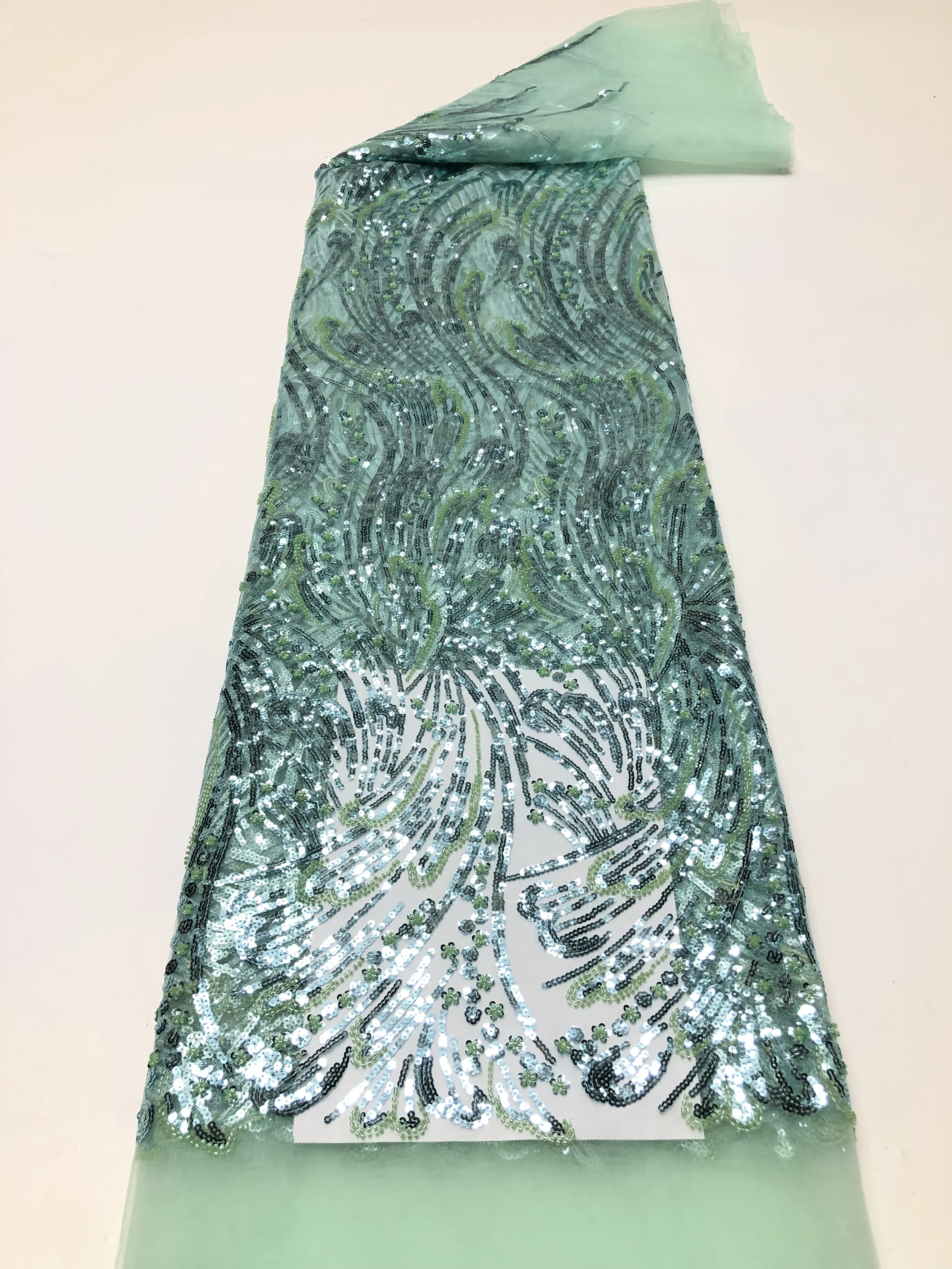 

African Lace Fabric Sequins Beaded Embroidery Groom Nigerian Bridal 2025 High Quality French Tulle Lace Fabric For Wedding